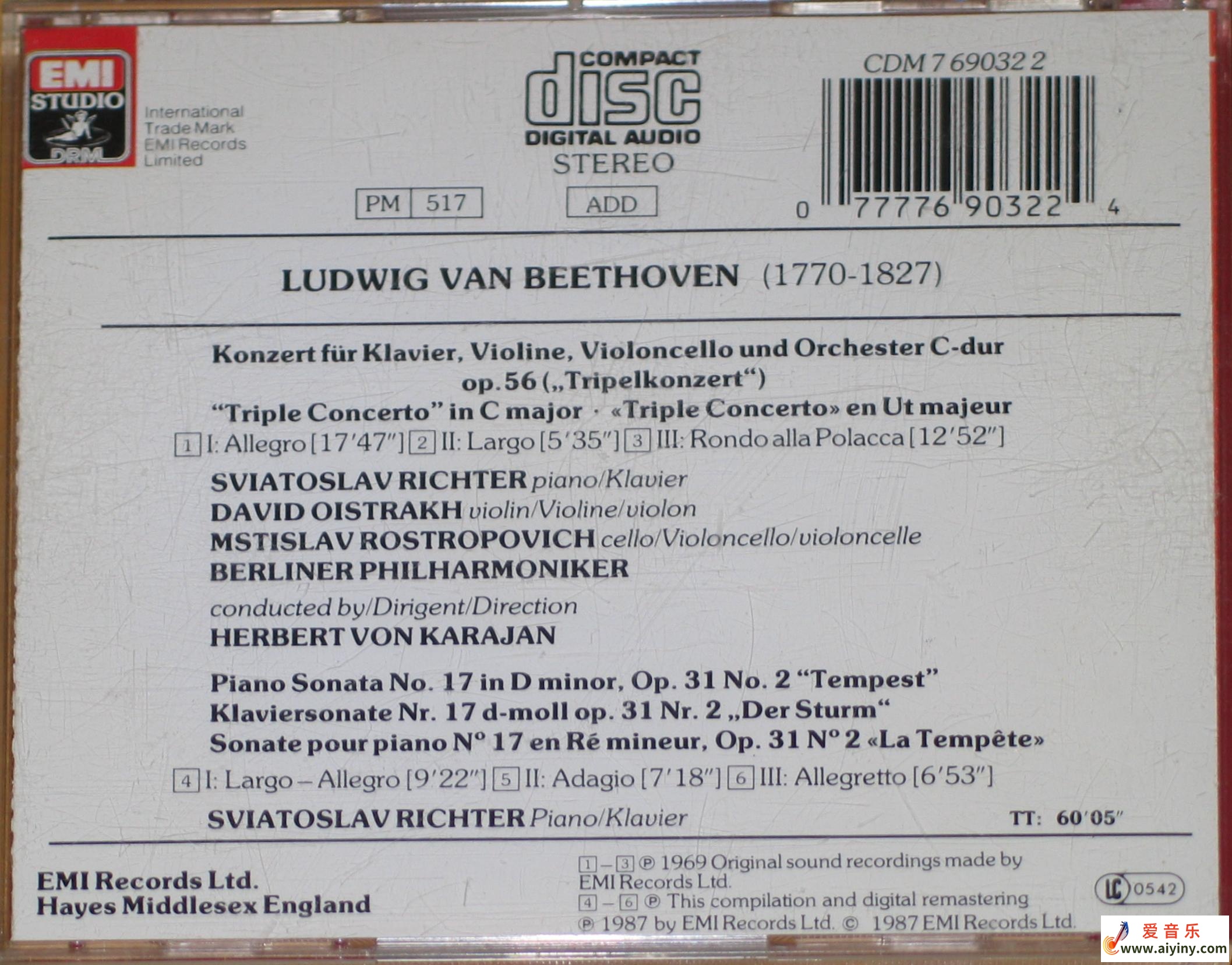 著名的四大巨头《贝多芬三重协奏曲 勃拉姆斯双重协奏曲》327 / 作者:匿名网友 / 帖子ID:4127