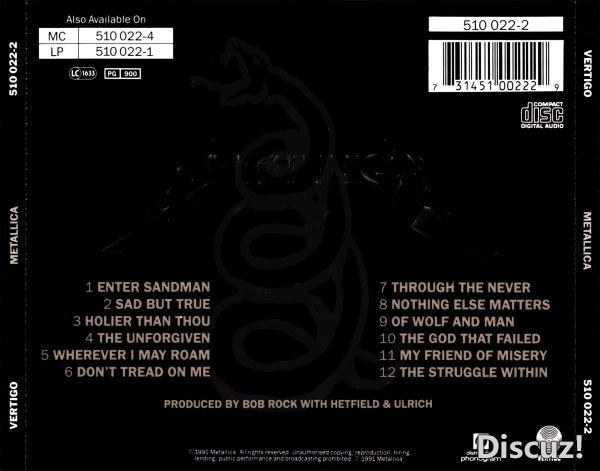 刘汉盛百碟Metallica -Metallica《The Black Album》黑蛇 1991